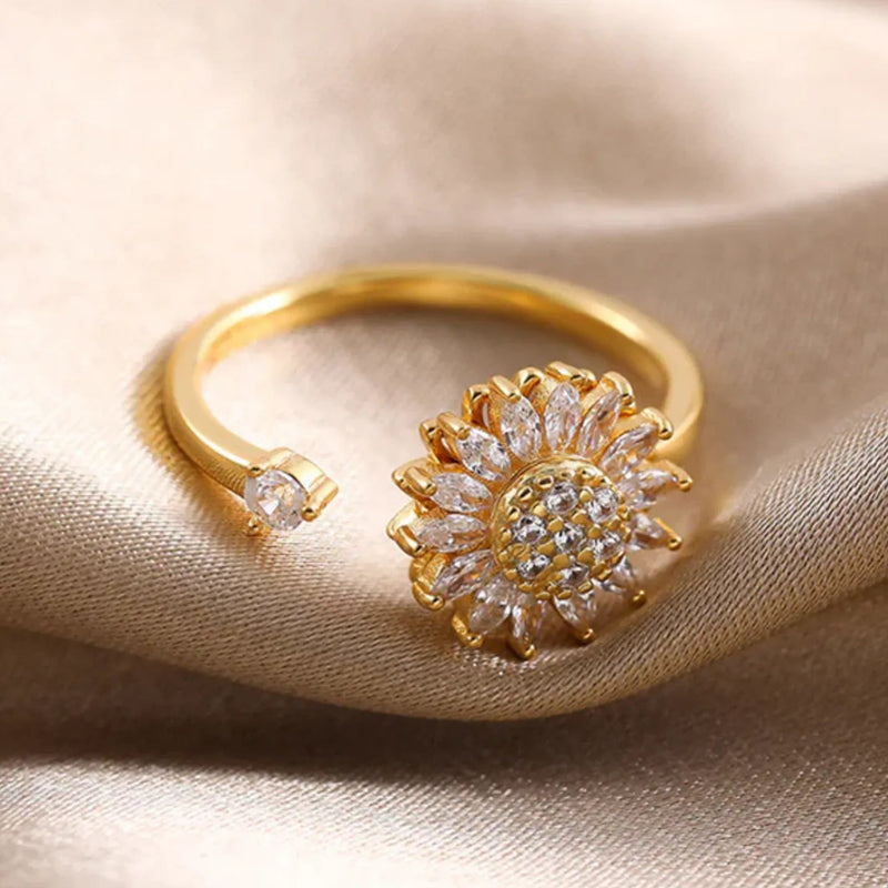 Anillo Girasol Giratorio | Brilla como el Sol del Amor