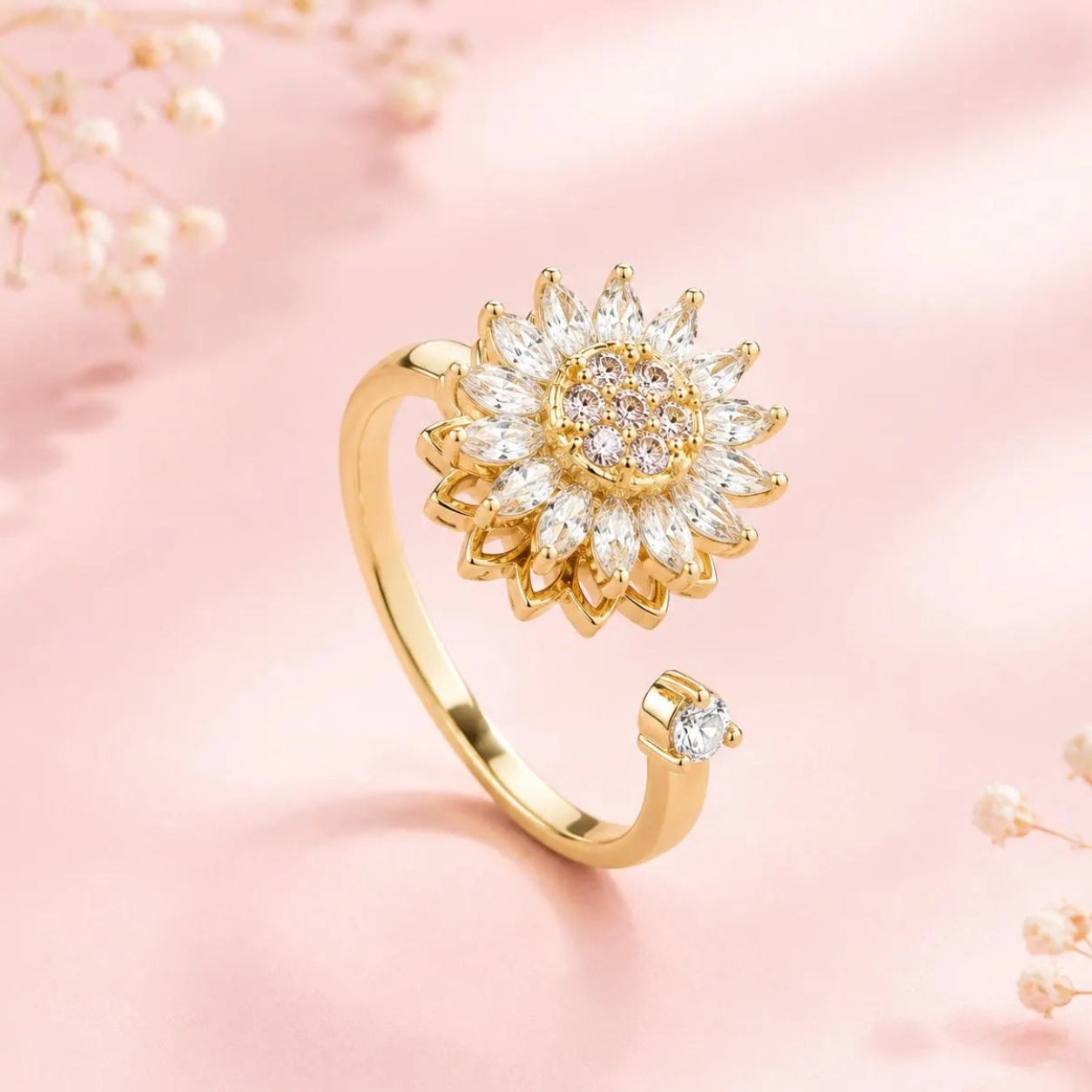 Anillo Girasol Giratorio | Brilla como el Sol del Amor